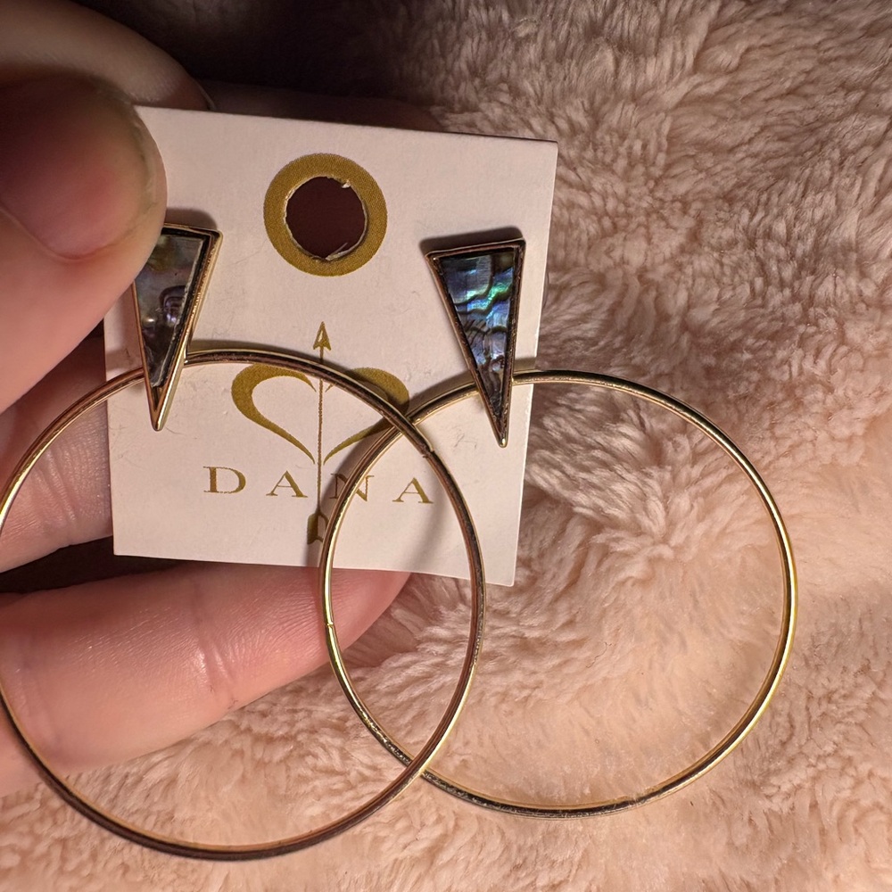 a.n.a Gold Hoop Earrings with Abalone Accents